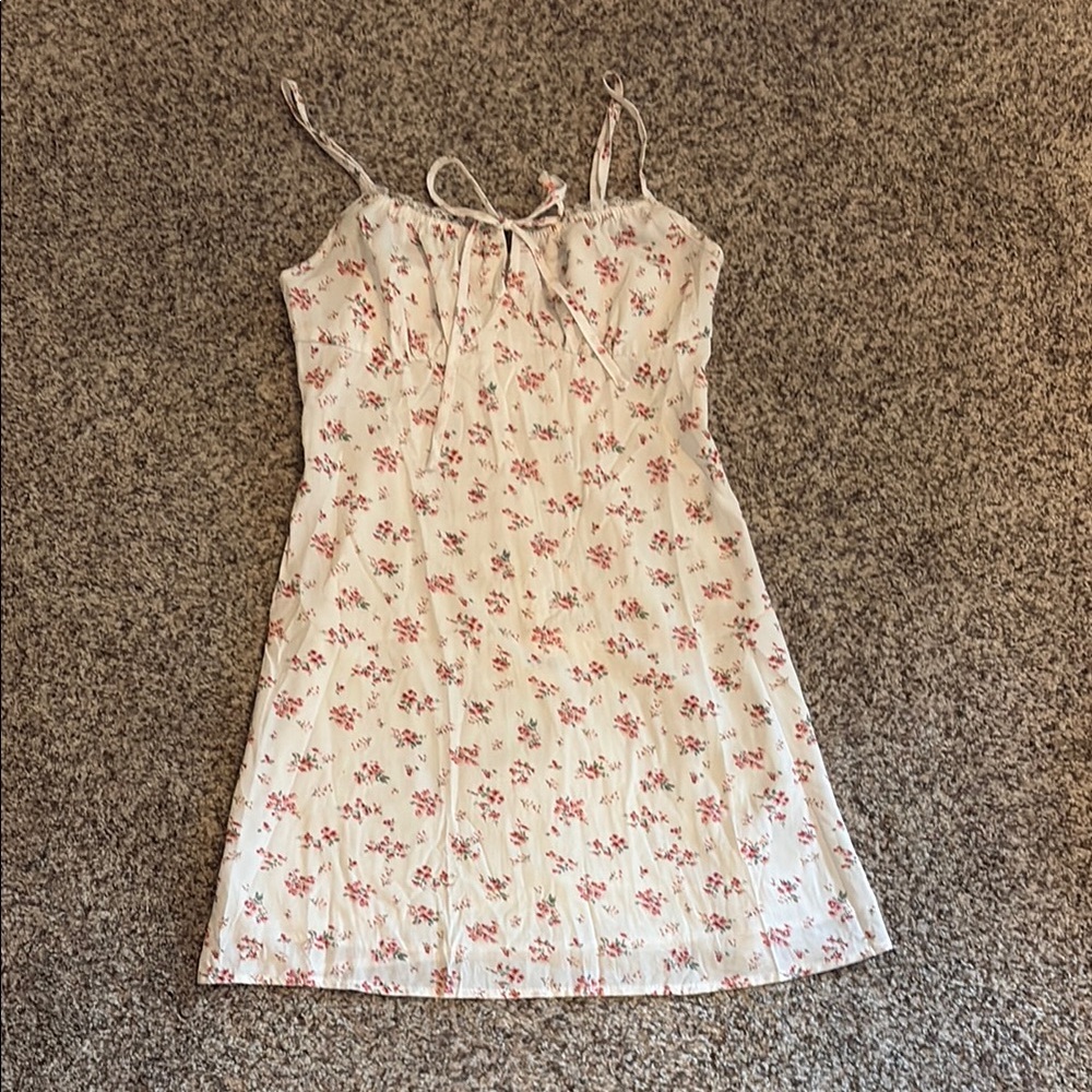 Floral Mini Dress in Cream and Red